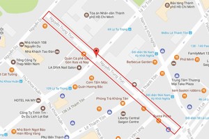 圖上劃長方形紅線的是第一郡阮忠直街。（圖源：市交通運輸廳）