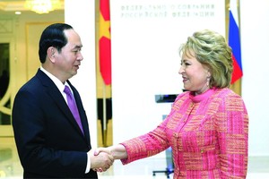 國家主席陳大光會見俄羅斯聯邦委員會主席馬特維延科。（圖源：越通社）