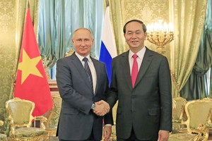 國家主席陳大光與普京總統會談。(圖源：互聯網)