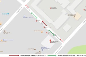 黎貴惇街車輛行駛方向指引圖。（圖源：互聯網）