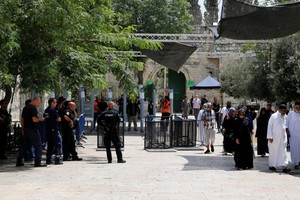 聖殿山金屬探測門。（資料圖源：路透社）