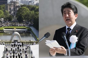 日本廣島市6日在和平紀念公園舉行原子彈爆炸72週年紀念活動，首相安倍晋三到当地出席仪式。（圖源：AFP）