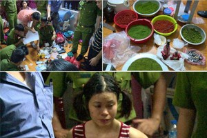 大圖為女嫌犯武氏金銀。小圖為毒品物證及配製原料。（圖源：互聯網）