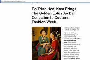 New York Couture Fashion Week 2017網站上出現有關越南長衫設計師杜鄭懷南的資訊。（圖源：網站截圖）