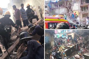 印度孟買南部一棟三層樓房8月31日發生垮塌，造成數十人傷亡。（圖源：互聯網）