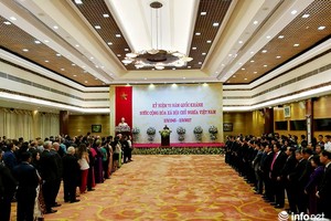 圖為政府總理阮春福與夫人主持的款待外交宴會現場。（圖源：Info.net）