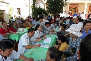 當地人民正接受醫師診治病。