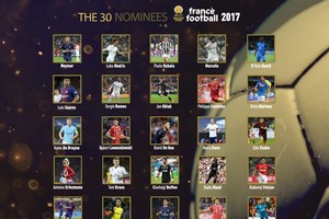 《法國足球》雜誌昨晚分批公布金球獎30人候選名單。（圖源：互聯網）