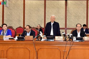 阮富仲總書記主持工作會議並發表講話。（圖源：VOV）