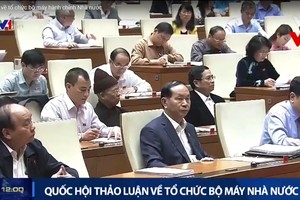 國會討論國家行政架構重組。（圖源：VTV視頻截圖）