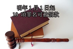 明年１月１日起10 項罪名可被罰款（上）