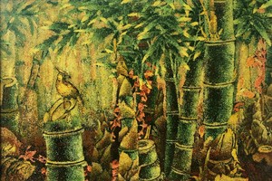 陳宇漆畫《晨》。