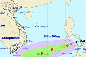 圖為啟德颱風的移動方向。（圖源：中央水文氣象預報中心）