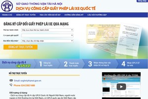 河內市實行在線簽發國際駕照。（圖源：河內市交通運輸廳網站截圖）