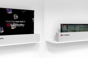 LG Display在2018年CES國際消費電子展（CES2018）上首次公開65英寸超高清（UHD）卷軸式顯示器。（圖源：互聯網）