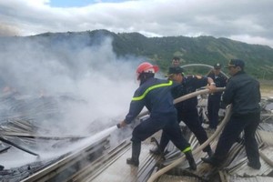 消防隊員奮勇滅火。（圖源：龍成）
