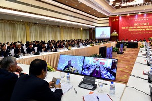 圖為2017年全國民運工作總結，以及2018年任務開展全國視像會議現場一瞥。