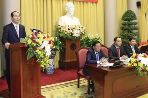 國家主席陳大光出席及發表指導會議意見。（圖源：顏創）