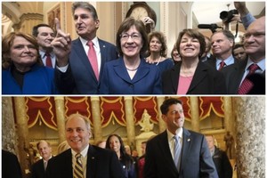 美國參議院（上）和眾議院（下）先後通過臨時預算法案。（圖源：AP）