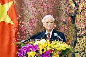 阮富仲總書記发表祝贺新年。