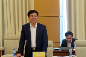政府總監察長黎明概在會議上發言。（圖源：THANHTRA.GOV.VN）