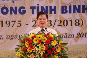 原國家主席阮明哲在紀念聚會上發言。