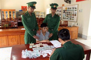 被抓獲的販毒嫌犯良文英與物證。（圖源：VOV）