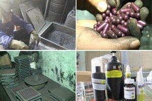 使用竹炭粉生產輔助治療癌症藥物的Vinaca系列產品一隅。（圖源：互聯網）