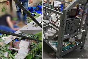 手腳架倒塌現場。（圖源：互聯網）