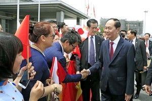 國家主席陳大光抵達日本東京羽田機場。（圖源：顏創）