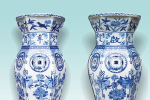 花鳥圖案的瓷墩。