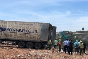 峴港市2號市場管理隊配合獸醫分局進行銷毀７噸不合格進口肉類現場一瞥。（圖源：明姮）