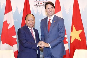 阮春福總理會見加拿大總理特魯多。（圖源：光孝）*