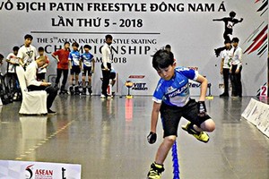 自由式輪滑錦標賽比賽一瞥。