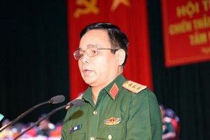 國防部副部長黎詹上將在研討會上發表講話。（圖源：qdnd.vn）