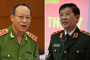 公安部副部長黎貴王上將（左）與公安部副部長阮文山中將。（圖源：PLO）