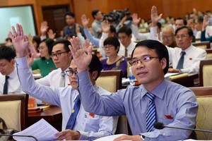 與會代表表決通過《決議》。（圖源：自忠）