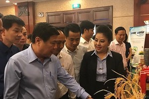 市人委會主席阮成鋒參觀企業展品。​（圖源：VOV）