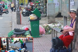 第十郡雄王街的某巴士候車亭周圍是垃圾場。