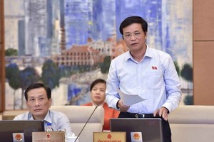 國會秘書長、國會辦公廳主任阮幸福在會議上闡述呈文。（圖源：越通社）