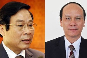 新聞與傳播部原部長阮北山（左）與峴港市人委會原主席陳文明。