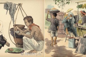 嘉定美術學校的學生創作嘉定肩挑小販速寫畫《Monographie dessinée de l'indochine：Cochinchine》於1935年出版。