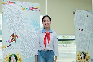 海陽省南策縣阮廌初中學校九年級甲班女生阮氏白揚。（圖源：M.T）