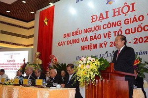 政府常務副總理張和平在越南天主教徒第七屆大會上致詞。（圖源：VOV）