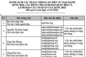 冒名國會與領導的19個網站。