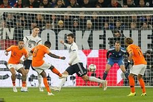 荷蘭普羅梅斯破門瞬間。（圖源：互聯網）