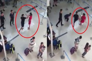 越捷女地勤遭行兇。（圖源：視頻截圖）