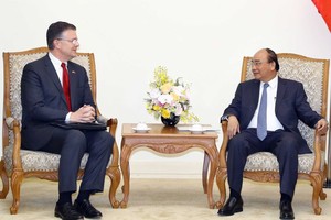 政府總理阮春福接見美國駐越南大使。（圖源：越通社）