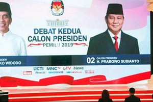 佐科（左）和普拉博沃（右）週日舉行第二場電視辯論。（圖源：互聯網）