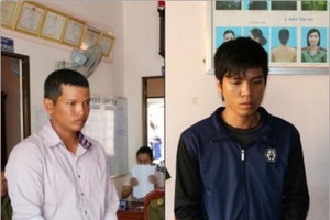 被拘押的2名嫌犯堅貴（左圖）和黎懷恨。（圖源：茶榮公安廳）